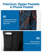 Mens Swim Trunks Compression Liner Quick Dry Zipper Pockets - VacationGrabs
