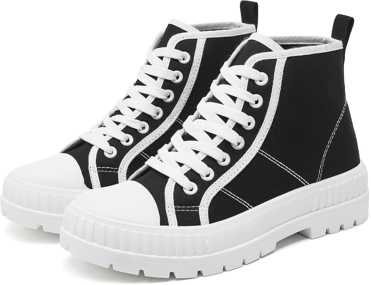 Women's White High Top Platform Canvas Sneakers