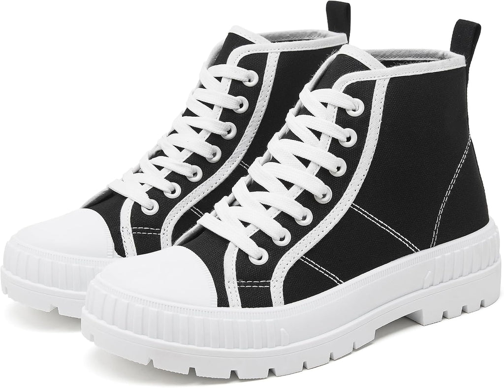 Women's White High Top Platform Canvas Sneakers