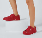 Women's Rhinestone Platform Sneakers, Mesh Upper