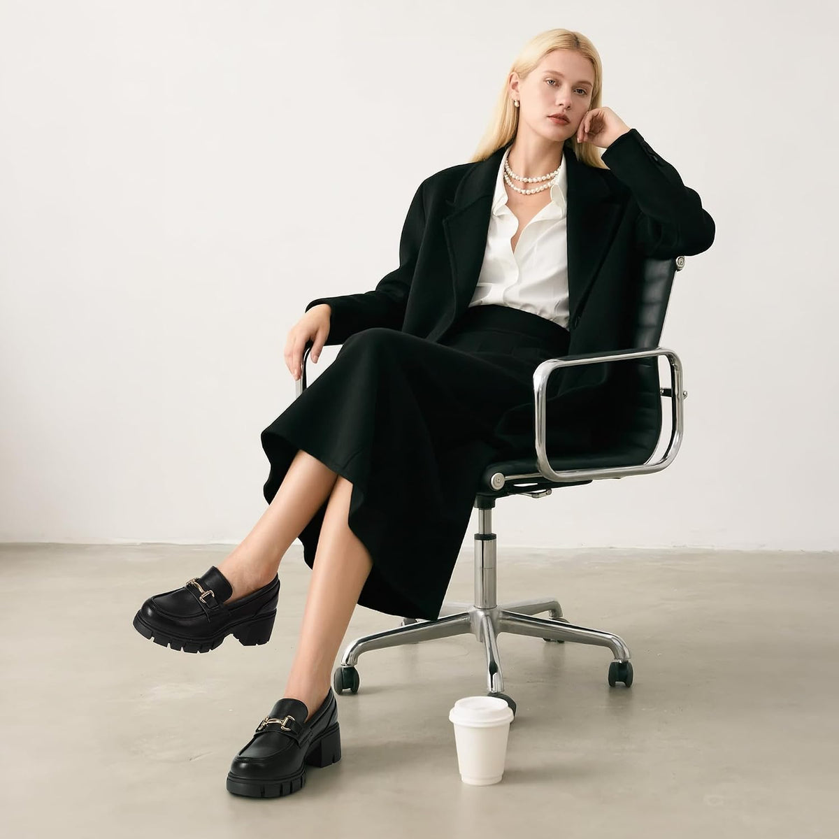 Women's Platform Chunky Loafers with Horse-Bit Detail