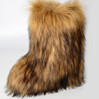 Women's Knee-High Faux Fur Snow Boots, Flat Heel