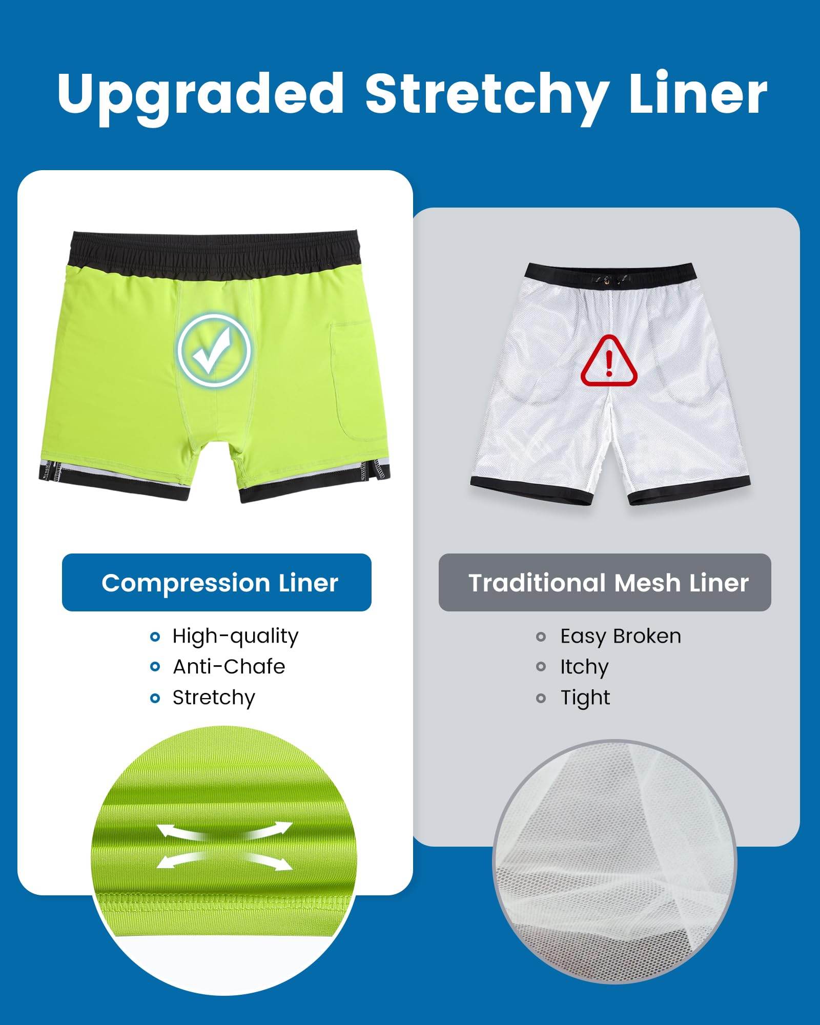 Mens Swim Trunks Compression Liner Quick Dry Zipper Pockets - VacationGrabs