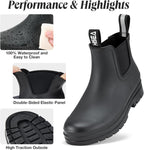 Women's Waterproof Chelsea Rain Boots, Short Ankle Style