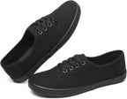 Women's White Canvas Low Top Lace-Up Sneakers for Travel