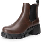 Women's Chunky Heel Chelsea Ankle Boots with Elastic Gore