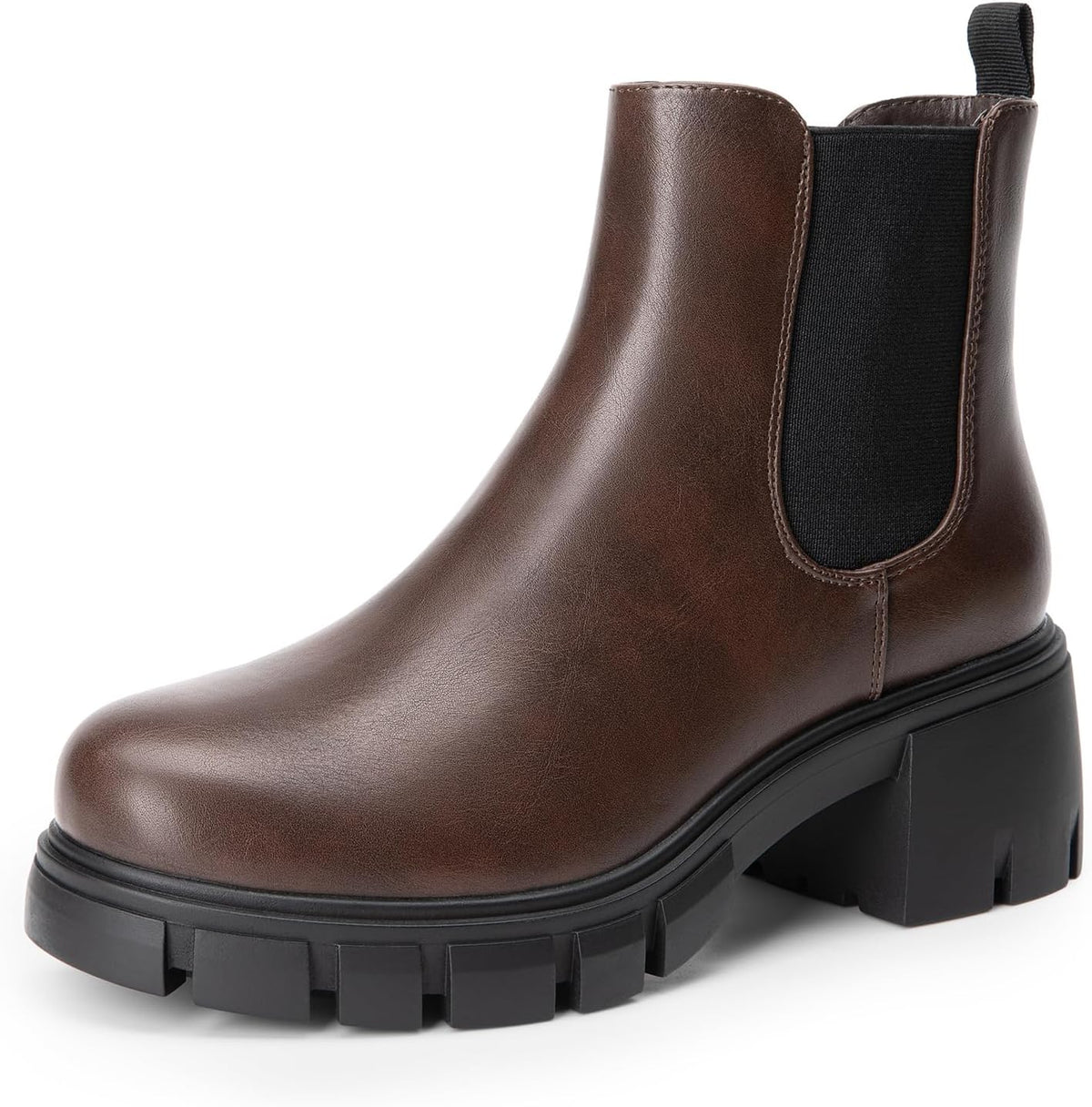 Women's Chunky Heel Chelsea Ankle Boots with Elastic Gore