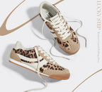 Women's Retro Tennis Sneakers - Nylon & Suede Slim Fit