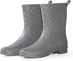 Women's Waterproof Mid-Calf Rain Boots, Quilted & Lightweight