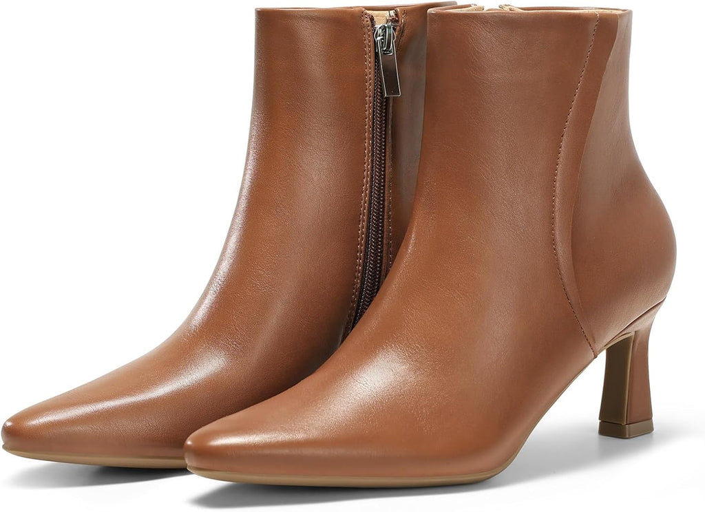 Women's Pointed-Toe Kitten Heel Ankle Boots, Side Zip
