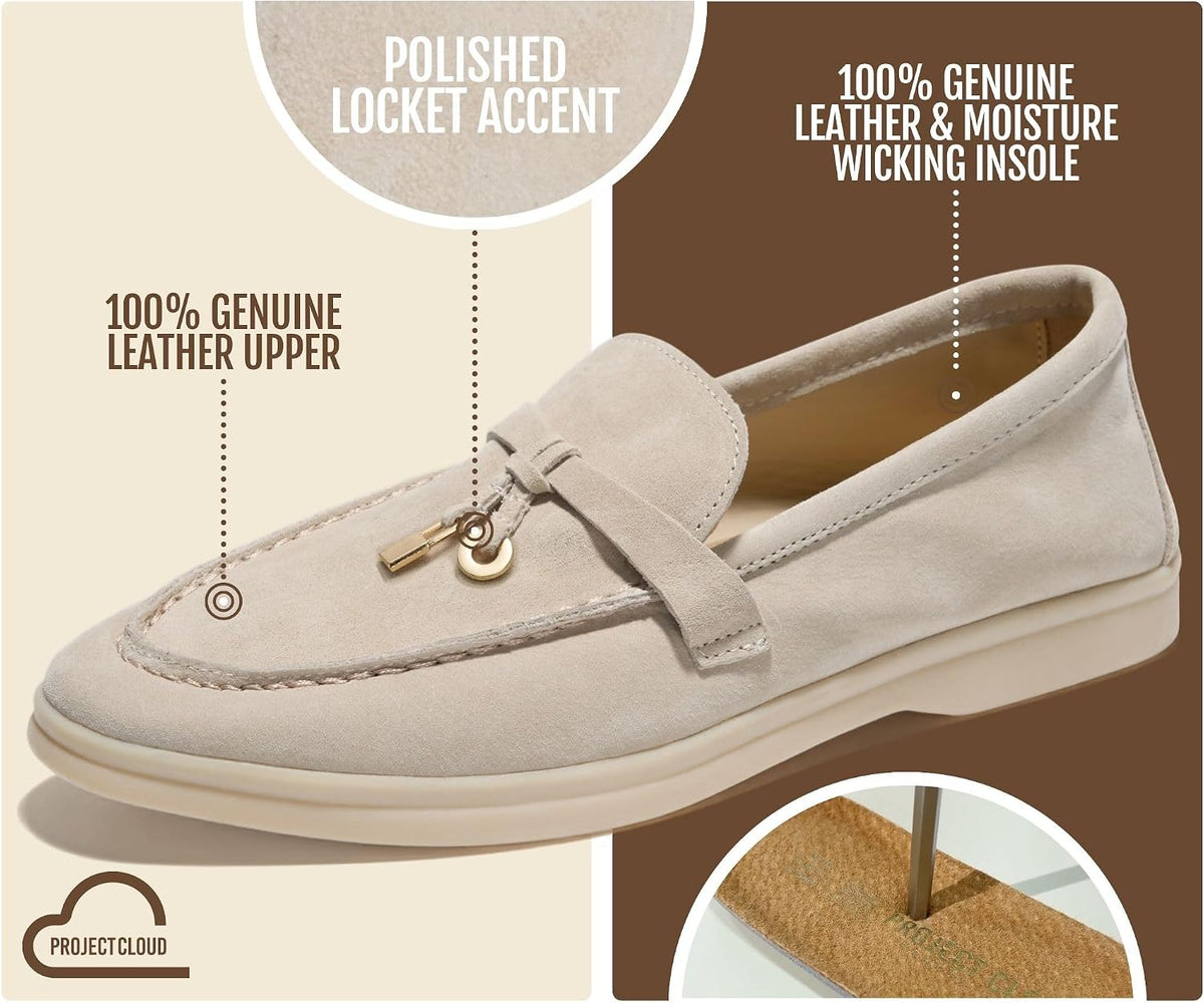 Women's Genuine Leather Slip-On Loafers with Memory Foam