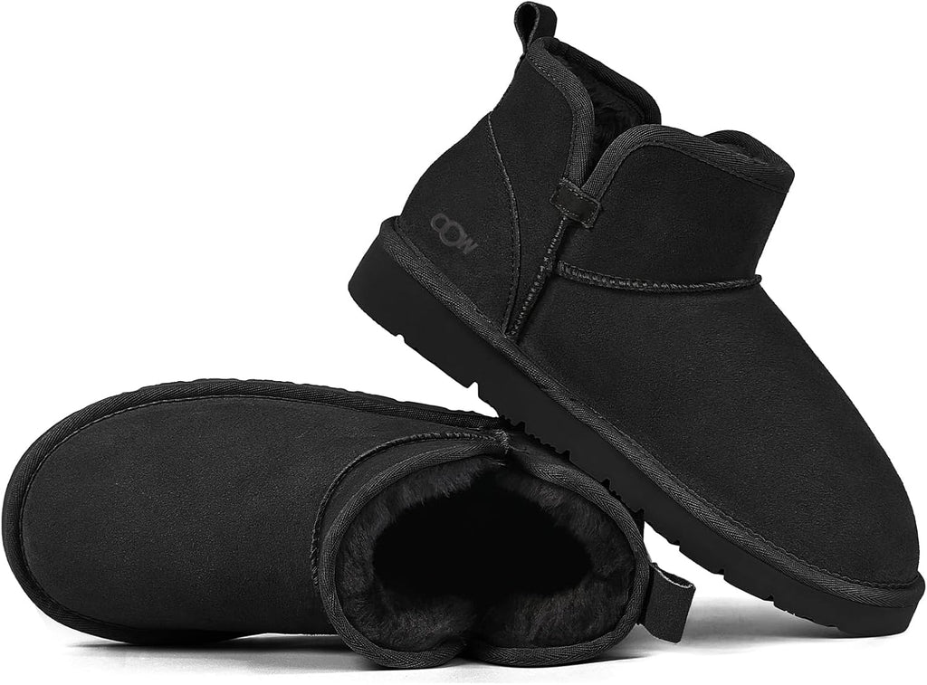 Women's Genuine Suede Ankle Boots with Fleece Lining