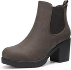 Women's Chunky Heel Chelsea Ankle Boots in Faux Suede