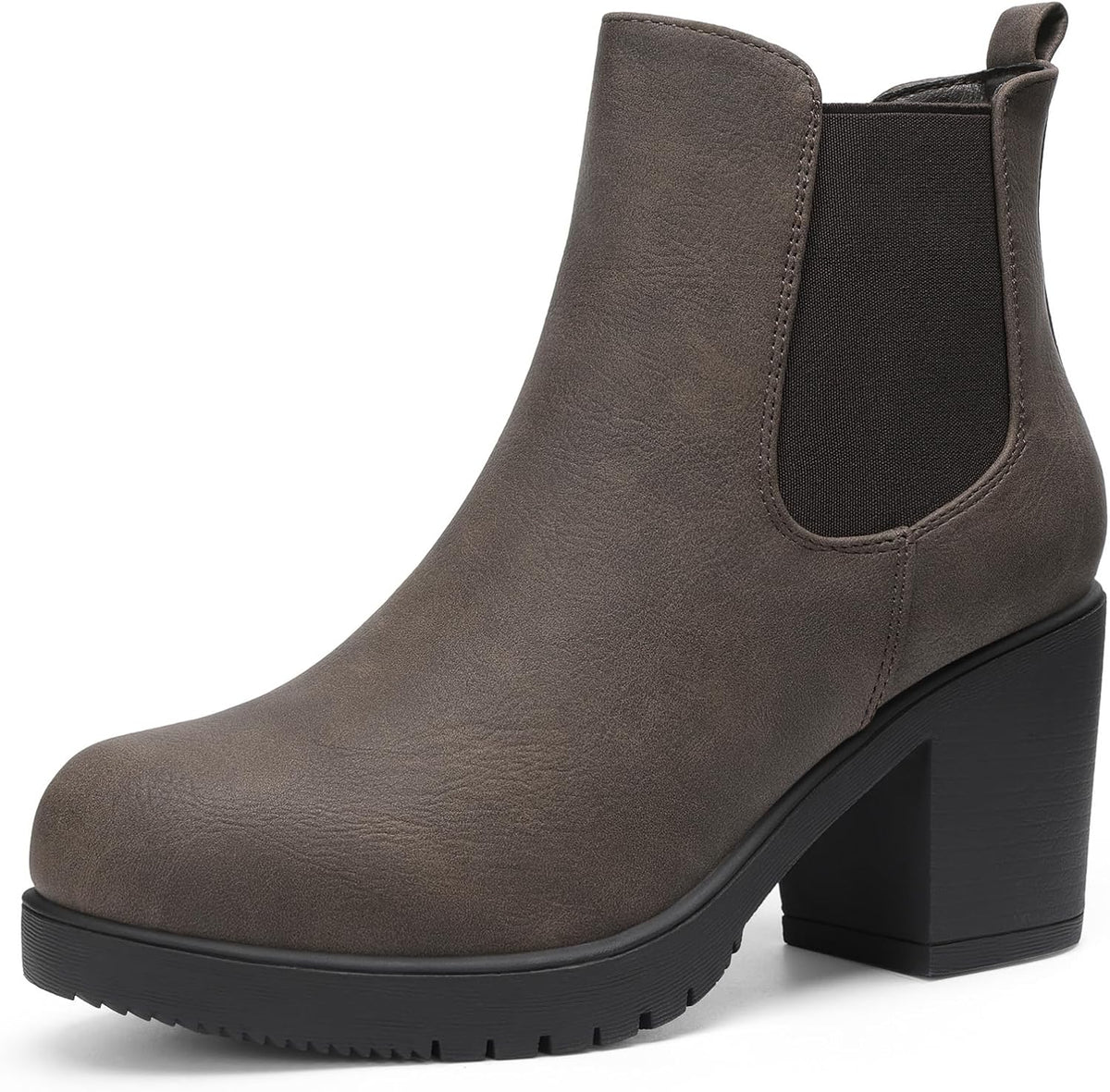 Women's Chunky Heel Chelsea Ankle Boots in Faux Suede