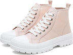 Women's White High Top Platform Canvas Sneakers