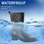 Women's Waterproof Mid-Calf Rain Boots, Quilted & Lightweight