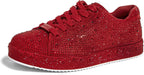 Women's Rhinestone Platform Sneakers, Mesh Upper