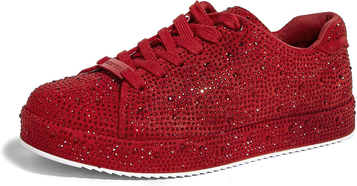Women's Rhinestone Platform Sneakers, Mesh Upper