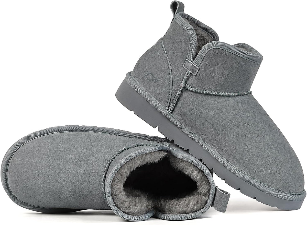 Women's Genuine Suede Ankle Boots with Fleece Lining