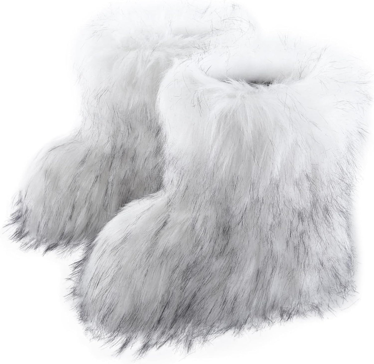 Women's Faux Fur Snow Boots – Fluffy Mid-Calf Flat Winter Boots