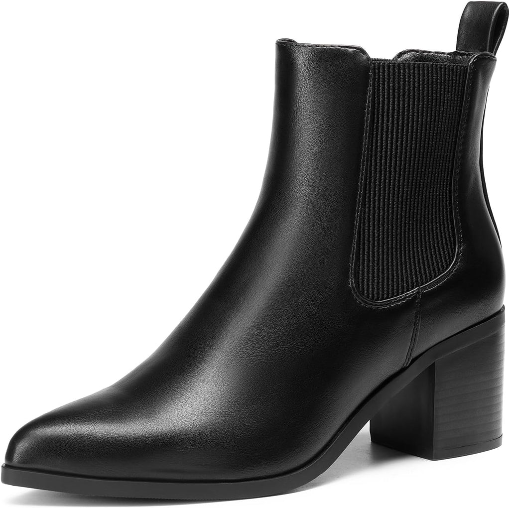 Women's Chunky Heel Ankle Chelsea Boots, Faux Suede