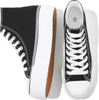 Women's White High Top Platform Canvas Sneakers