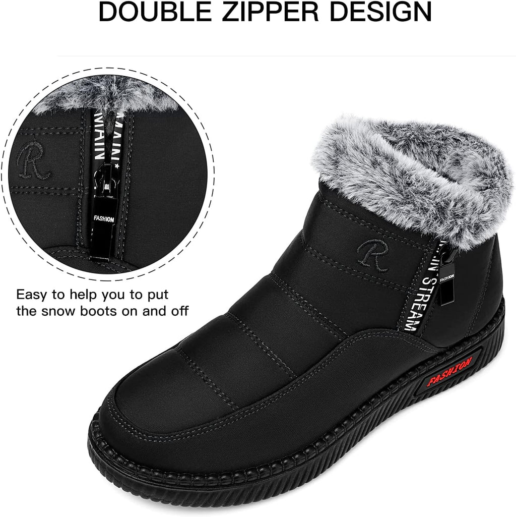 Women's Waterproof Platform Snow Boots, Fleece-Lined Ankle