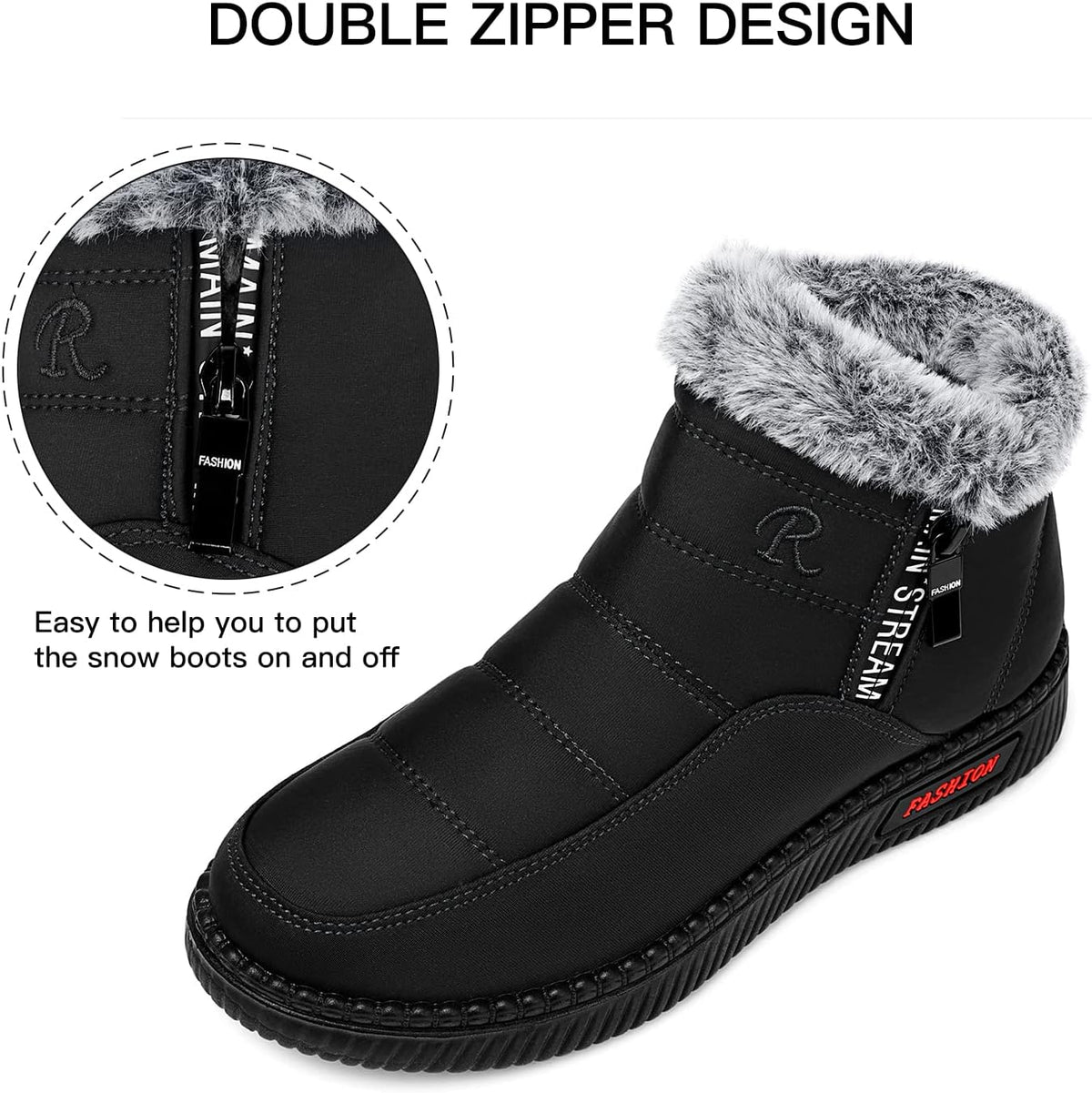 Women's Waterproof Platform Snow Boots, Fleece-Lined Ankle