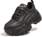 Women's White Platform Chunky Sneakers, Memory Foam Insole