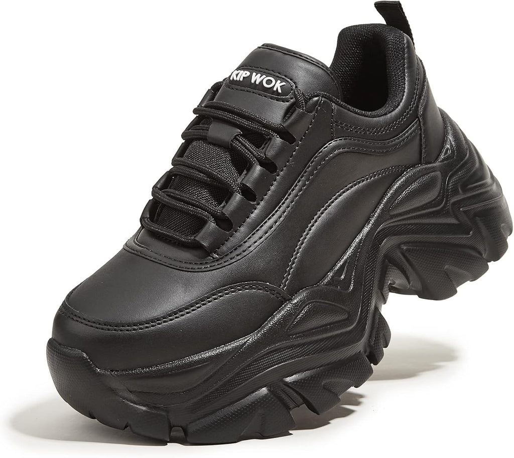 Women's White Platform Chunky Sneakers, Memory Foam Insole
