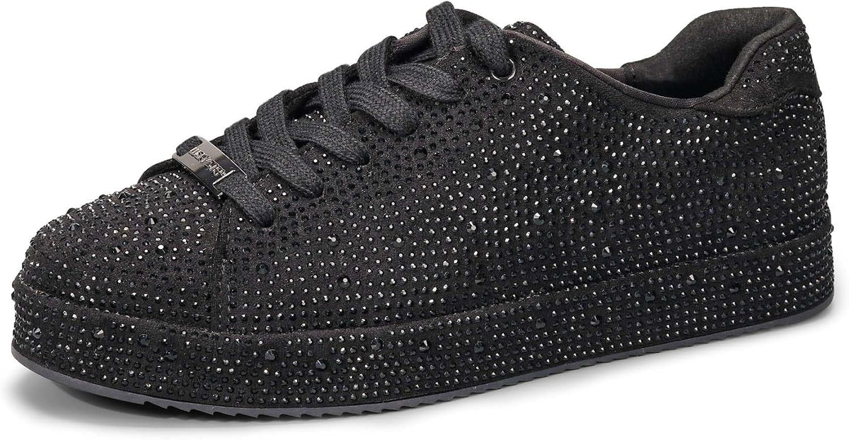 Women's Rhinestone Platform Sneakers, Mesh Upper
