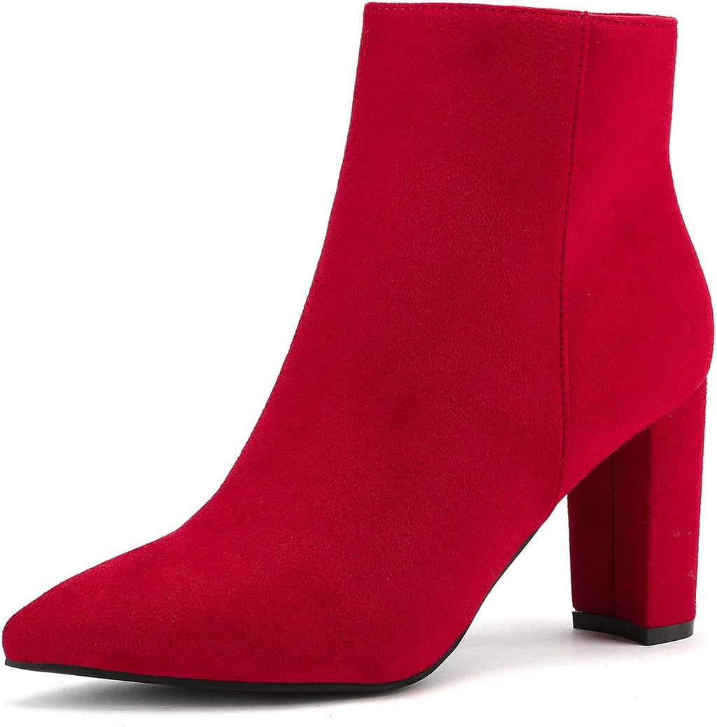 Women's Chunky Heel Ankle Boots with Faux Fur Lining