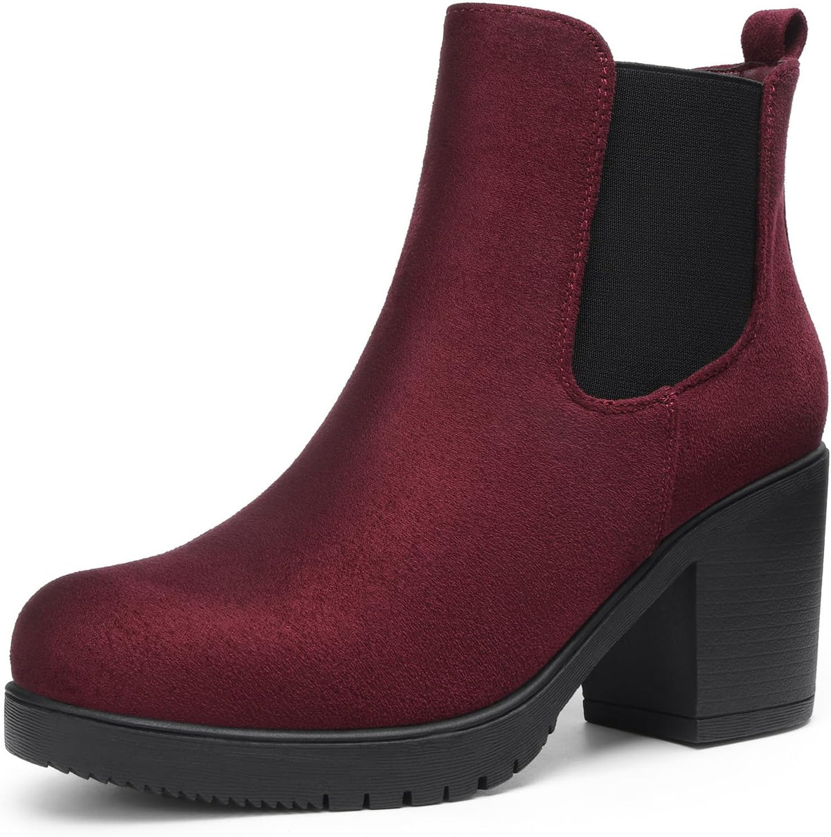Women's Chunky Heel Chelsea Ankle Boots in Faux Suede