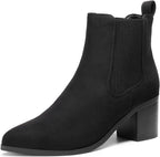 Women's Chunky Heel Ankle Chelsea Boots, Faux Suede