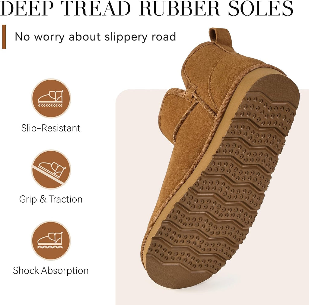Women's Genuine Suede Ankle Boots with Fleece Lining