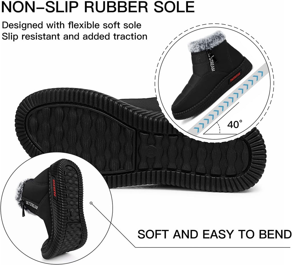 Women's Waterproof Platform Snow Boots, Fleece-Lined Ankle