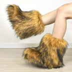 Women's Faux Fur Mid-Calf Snow Boots with Flat Heel
