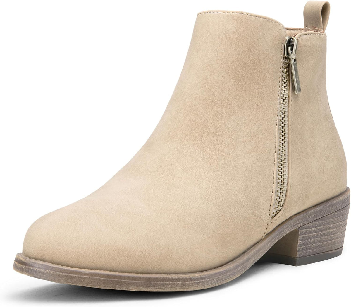 Women's Block Heel Ankle Boots with Inner Zip, Round Toe