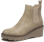 Women's Platform Wedge Chelsea Ankle Boots, Nubuck & Suede