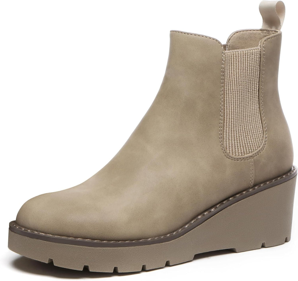 Women's Platform Wedge Chelsea Ankle Boots, Nubuck & Suede