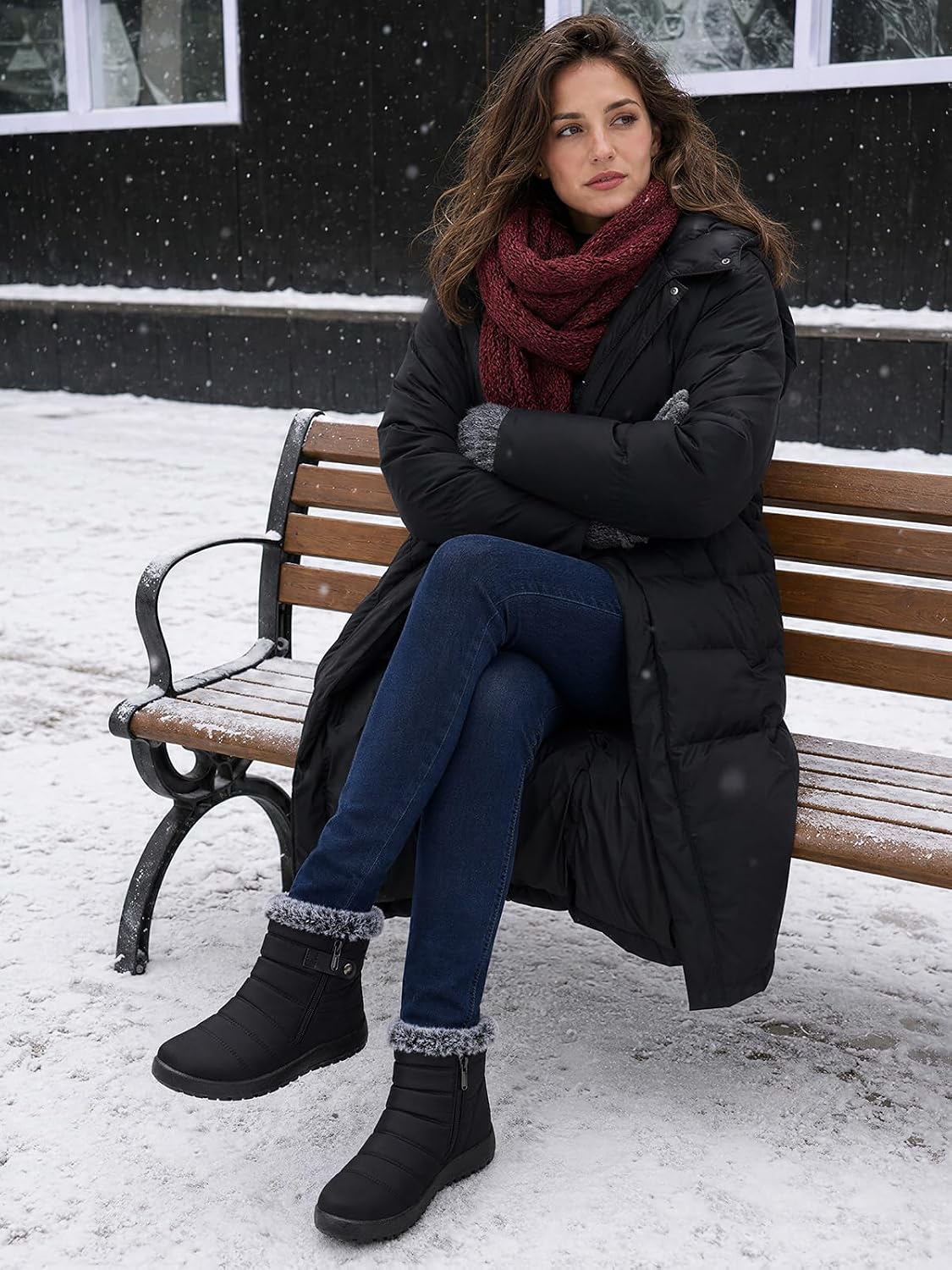 Women's Waterproof Snow Boots with Faux Fur Lining, Non-Slip