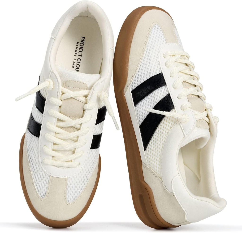 Women's White Leather Slip-On Sneakers with Memory Foam