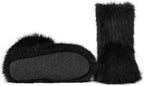 Women's Faux Fur Mid-Calf Snow Boots, Fuzzy Round Toe
