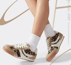 Women's Retro Tennis Sneakers - Nylon & Suede Slim Fit