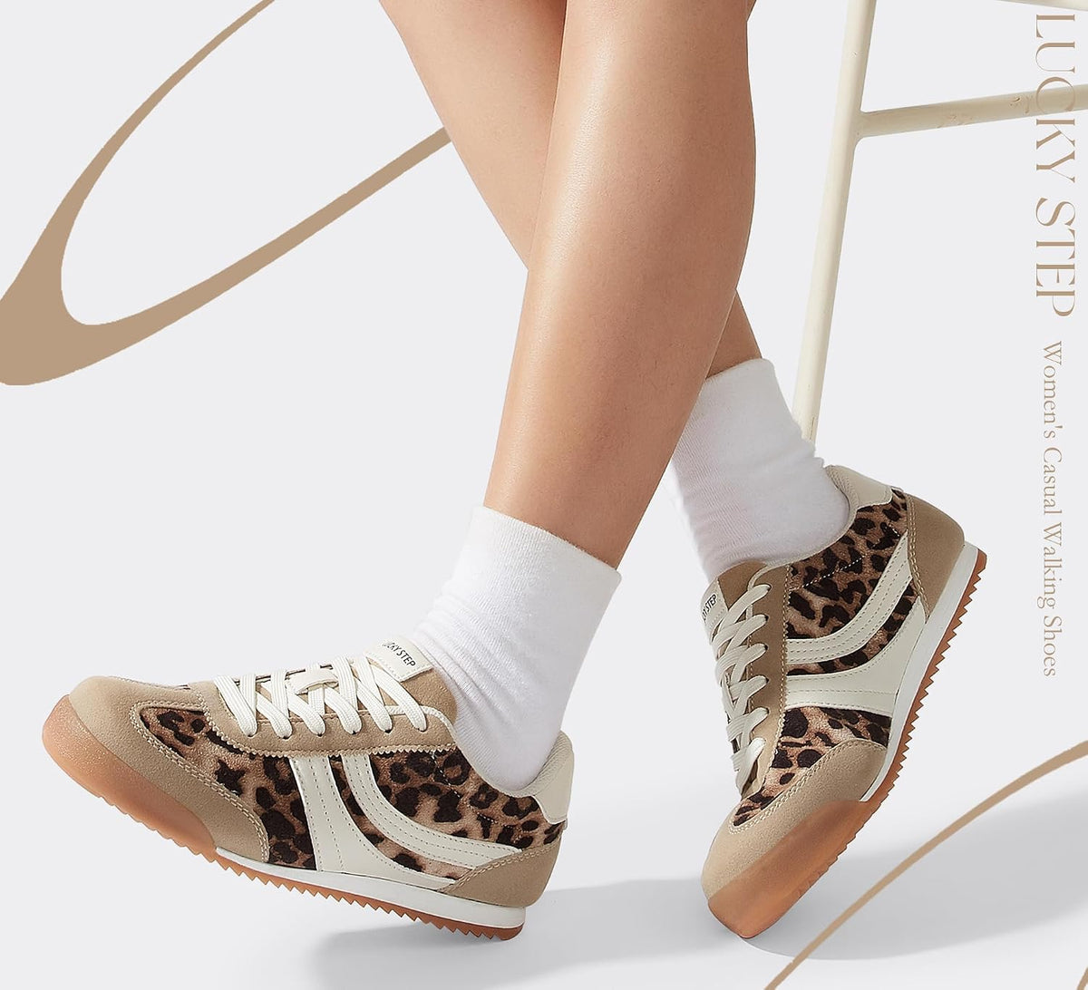 Women's Retro Tennis Sneakers - Nylon & Suede Slim Fit