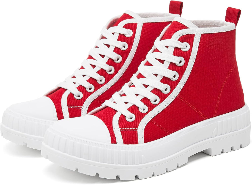 Women's White High Top Platform Canvas Sneakers