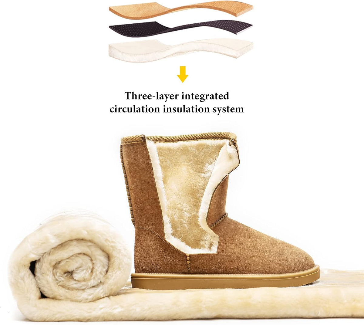 Women's Waterproof Rubber Snow Boots with Non-Slip Sole