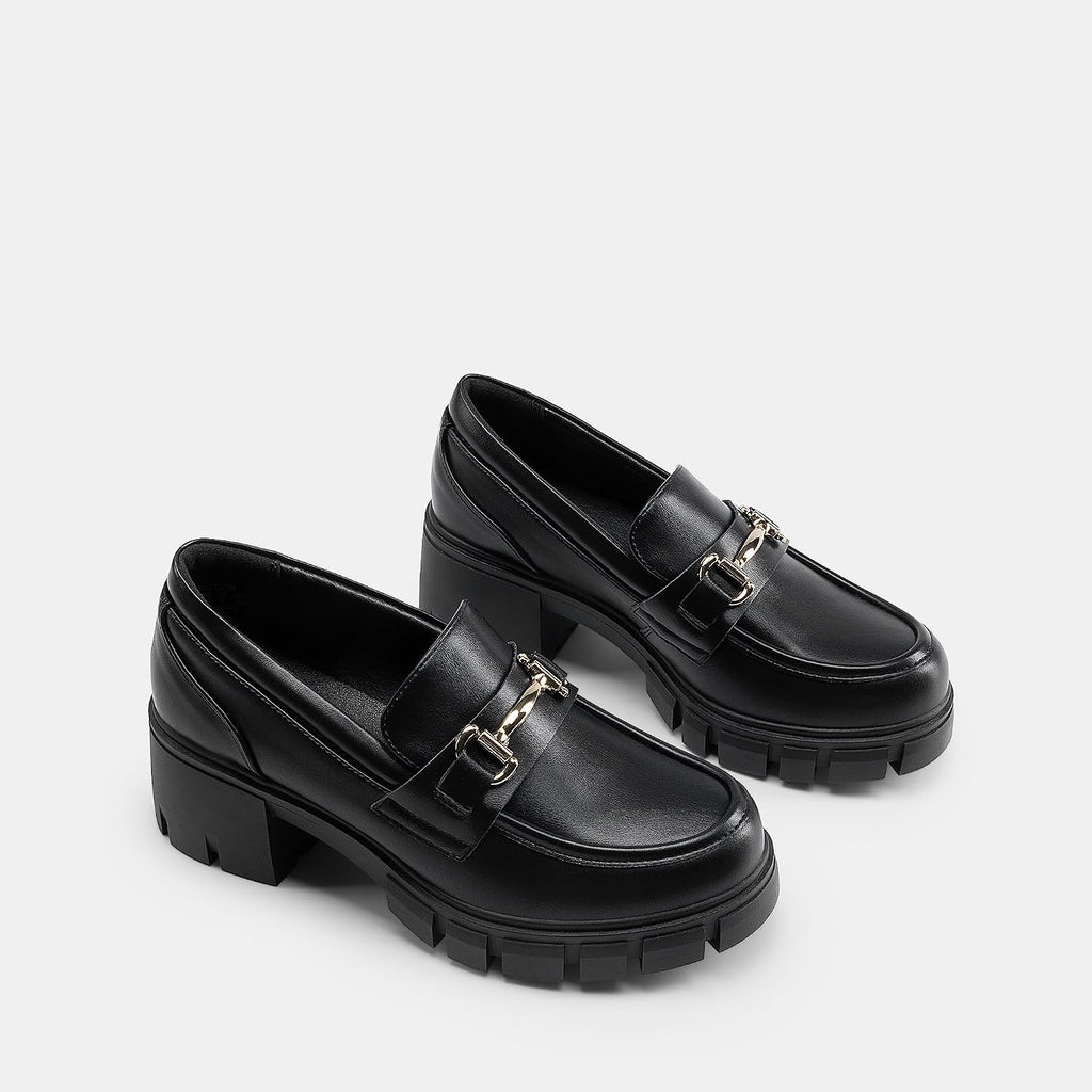 Women's Platform Chunky Loafers with Horse-Bit Detail