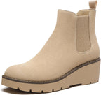 Women's Platform Wedge Chelsea Ankle Boots, Nubuck & Suede