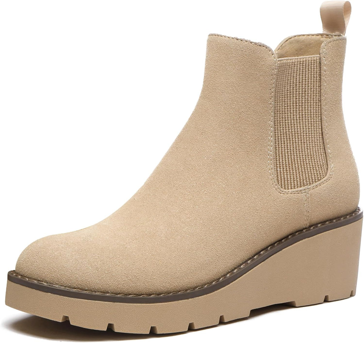 Women's Platform Wedge Chelsea Ankle Boots, Nubuck & Suede